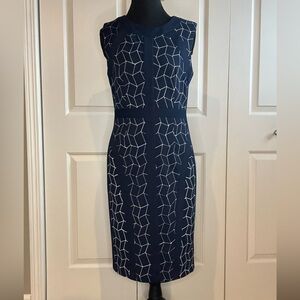 DM Collection Stitch Fix Women’s Size 4 Sunni Sheath Dress Navy White Geometric